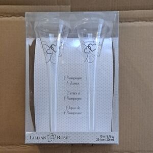 Lillian Rose MSG320 10" Double Heart Champagne Glasses NIB